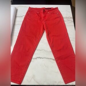Calvin Klein Jeans Womens Red Skinny Ankle 31/12 Mid Rise Stretch Pants Casual